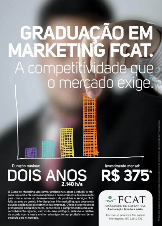 panfleto graduação em marketing mostrando gráfico de crescimento site Tango Comunicação agência de publicidade e propaganda