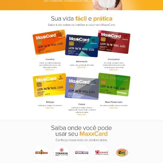 Home site Maxxcard criado pela Tango Comunicação