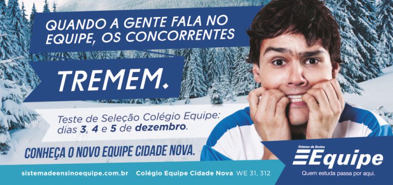 Busdoor campanha treme de propaganda teste de seleção colegio equipe 2014 com aluno tremendo