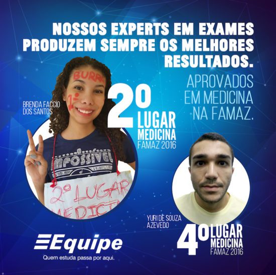 Postagem midias sociais marketing digital colégio Equipe 2016 resultado aprovados faculdade Famaz belém