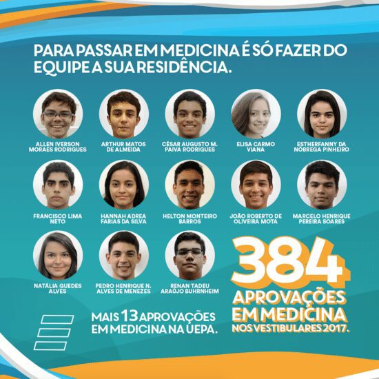 Postagem marketing digital colégio Equipe UFPA 2017 aprovados em medicina