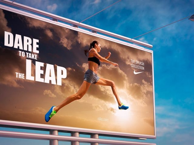 imagem de outdoor luminoso da nike